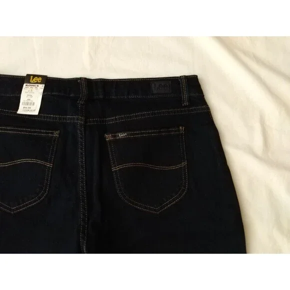 NWT Woman LEE Instantly Slims JEANS Sz 10 PETITE Dark Blue Straight Leg Relaxed - Picture 11 of 15